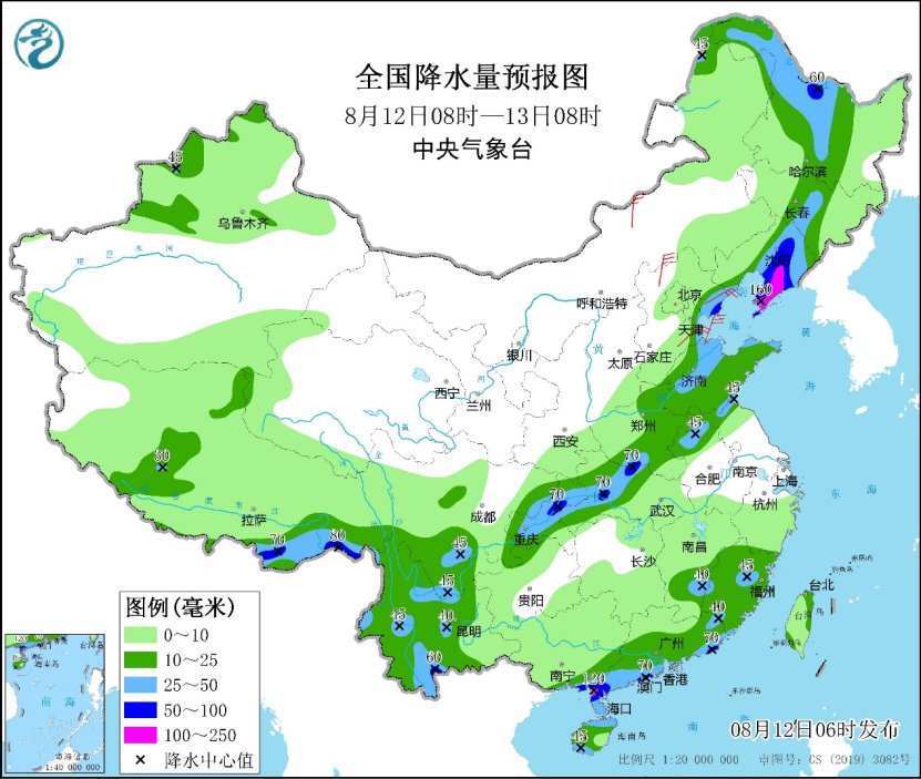 8月12日台风“卡努”残余环流影响东北地区 黑吉辽有强降雨过程