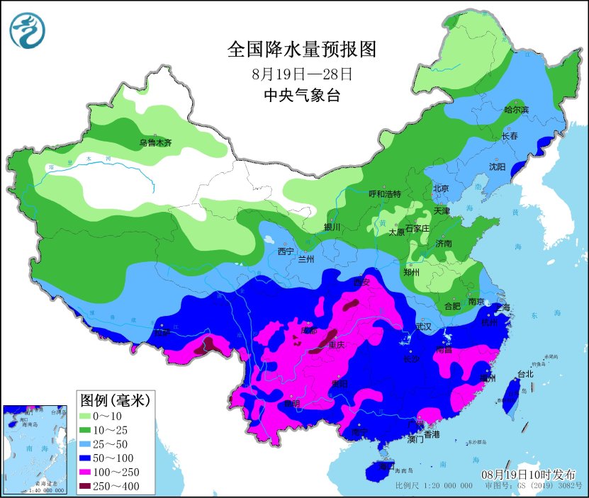 8月19日西南地区陕西南部等地多降雨  中东部无明显高温天气