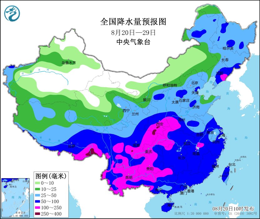 8月20日西南地区陕西南部等地多降雨  中东部无明显高温天气