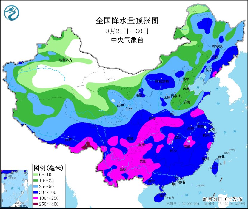 8月21日西南地区陕西南部等地多降雨  中东部无明显高温天气