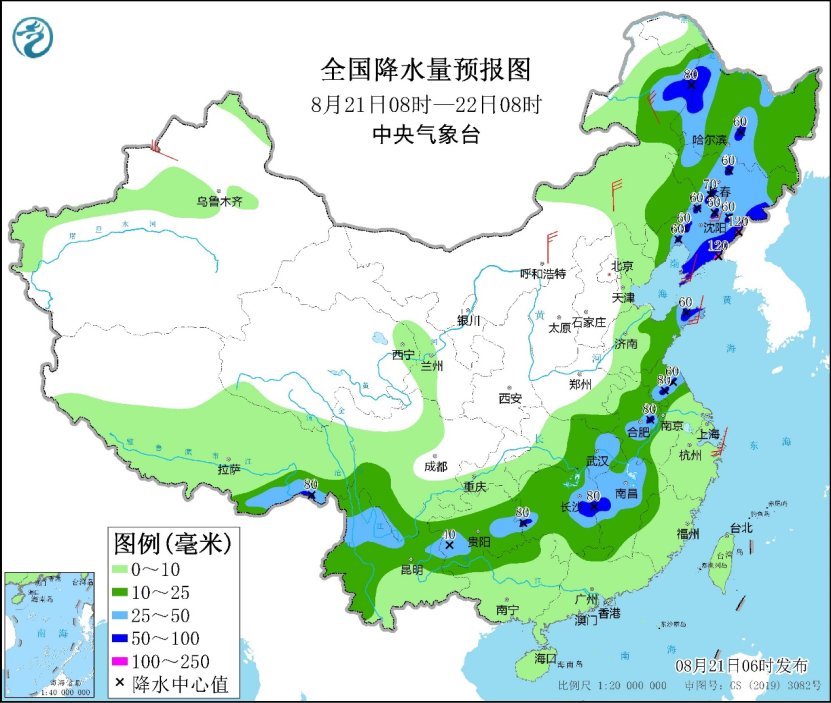 8月21日东北地区将遭遇大范围降雨 江南雨水熄灭高温(图3)