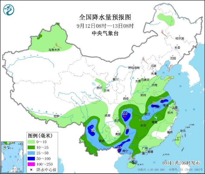 9月11日广西广东强降雨仍将持续 西南地区东部陕南江淮有强降雨(图3)