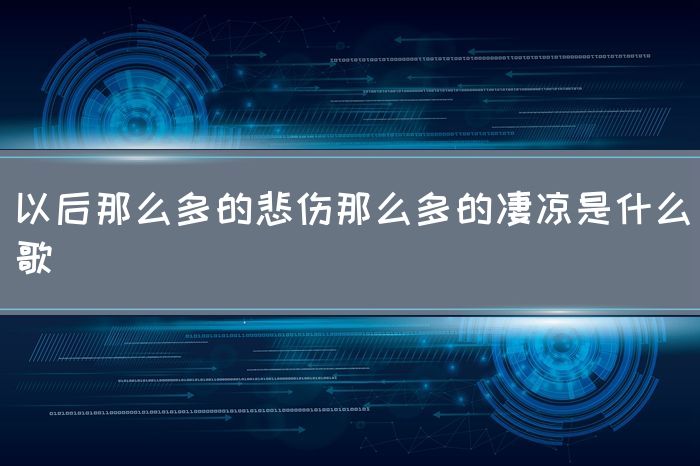 以后那么多的悲伤那么多的凄凉是什么歌