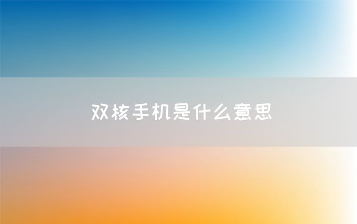 双核手机是什么意思(图1)