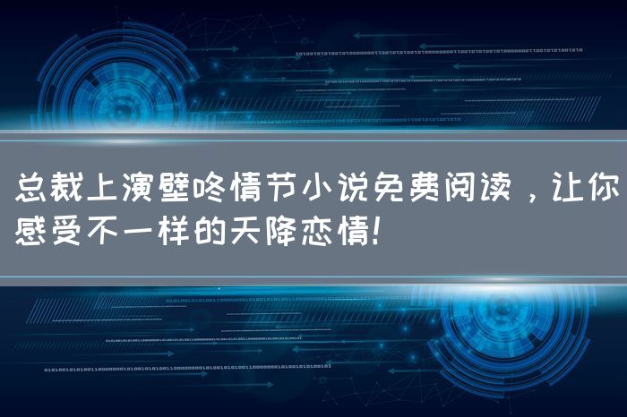 总裁上演壁咚情节小说免费阅读，让你感受不一样的天降恋情！