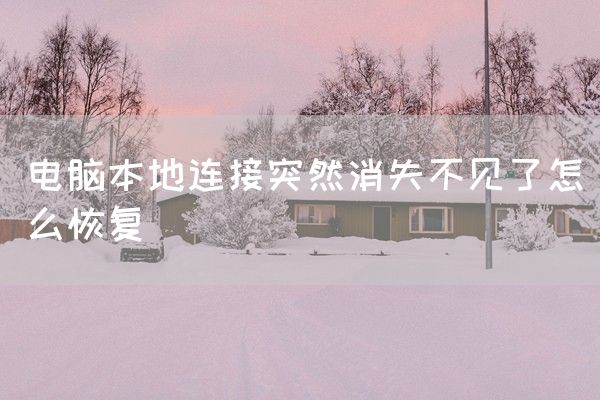 电脑本地连接突然消失不见了怎么恢复(图1)