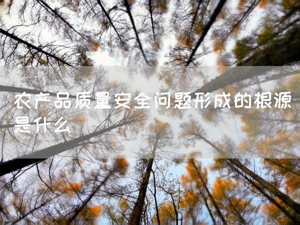 农产品质量安全问题形成的根源是什么(图1)