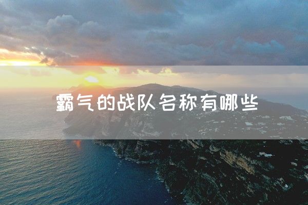 霸气的战队名称有哪些(图1)