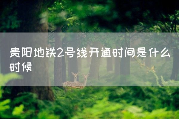 贵阳地铁2号线开通时间是什么时候(图1)