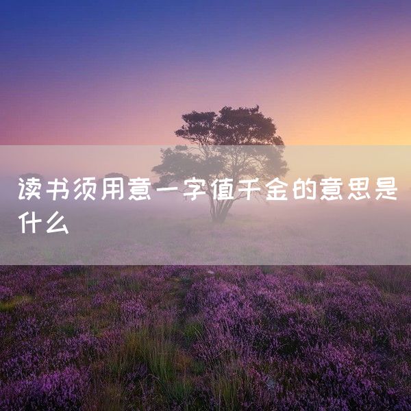 读书须用意一字值千金的意思是什么(图1)