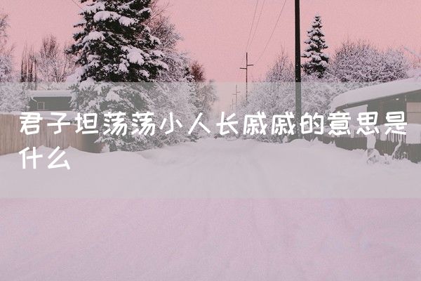 君子坦荡荡小人长戚戚的意思是什么(图1)